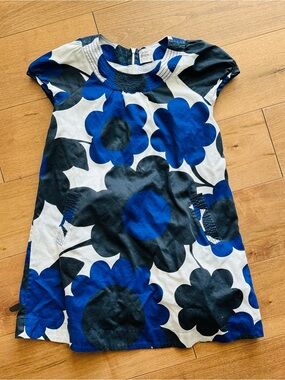 Boden Blue Black and White Floral Shift Dress
